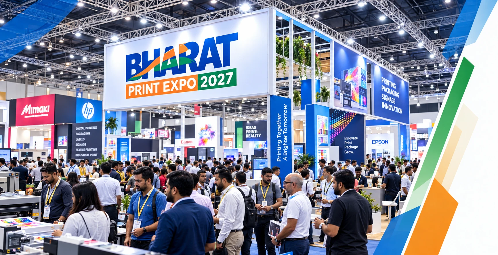 Actual Bharat Print Expo trade exhibition visitors and printing machinery